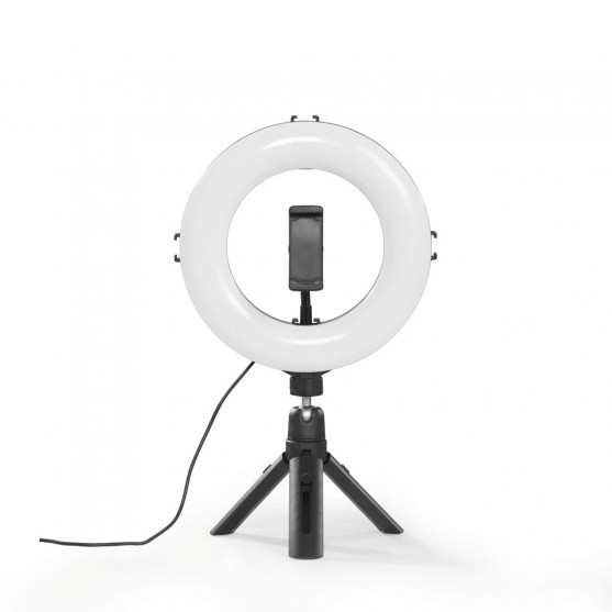 Hama SpotLight Smart 80 II, kruhové LED svetlo 8, držiak mobilu, diaľková spúšť, stolný statív