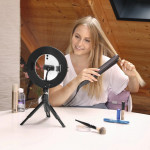 Hama SpotLight Smart 80 II, kruhové LED svetlo 8, držiak mobilu, diaľková spúšť, stolný statív