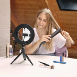 Hama SpotLight Smart 80 II, kruhové LED svetlo 8, držiak mobilu, diaľková spúšť, stolný statív