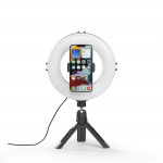 Hama SpotLight Smart 80 II, kruhové LED svetlo 8, držiak mobilu, diaľková spúšť, stolný statív