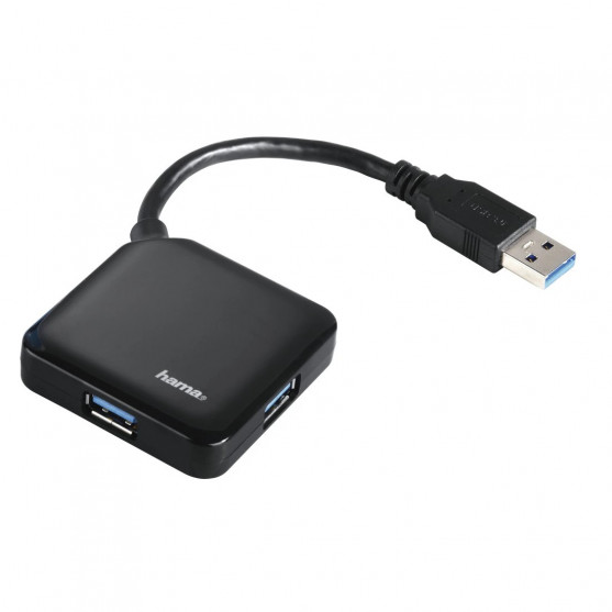 USB 3.0 rozbočovač 1:4, napájaný z USB, čierny, krabička