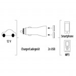 Universal USB Car Charger, 2.1A, 12 pieces in a display box