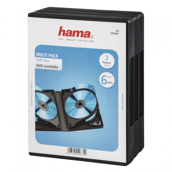 DVD obal na 6 diskov, balenie po 3 kusoch, čierny