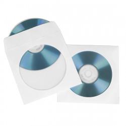 Obaly na CD/DVD z papiera, balenie po 50 kusov, biele