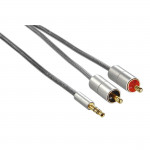 Pripojovací kábel AluLine jack 3,5 mm stereo - 2x cinch konektor, 1 m