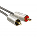 Pripojovací kábel AluLine jack 3,5 mm stereo - 2x cinch konektor, 1 m