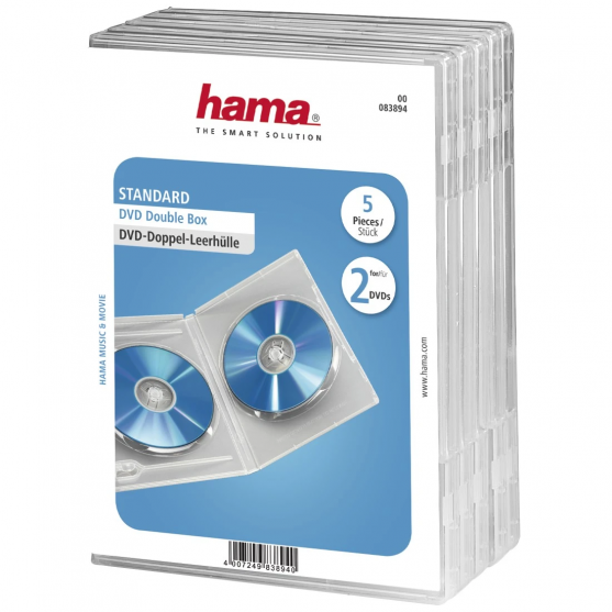 Obal na 2 DVD, transparentný, 5 ks