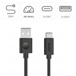 Nabíjací kábel, USB-A - USB-C, 60 W, 1,2 m, čierny Nabíjací kábel, USB-A - USB-C, 60 W, 1,2 m, čierny