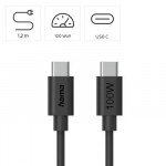 Nabíjací kábel, USB-C - USB-C, 100 W, 1,2 m, čierny Nabíjací kábel, USB-C - USB-C, 100 W, 1,2 m, čierny