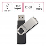 USB kľúč Rotate, USB 2.0, 32GB, 10MB/s, čierna/strieborná USB kľúč Rotate, USB 2.0, 32GB, 10MB/s, čierna/strieborná