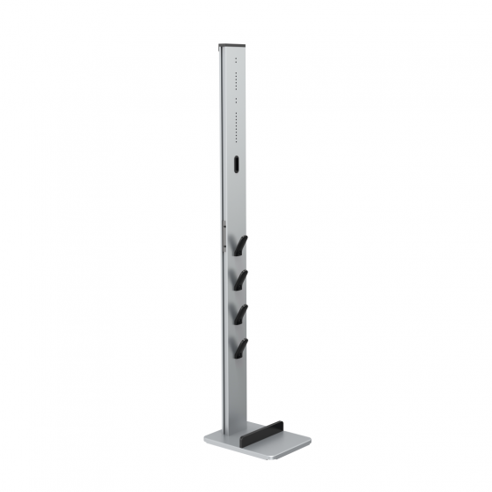 Stojanový organizér pre aku vysávač, 29,5x22x128 cm, striebor./čierny