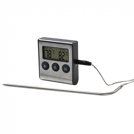 Digital Meat Thermometer with Timer, cable sensor