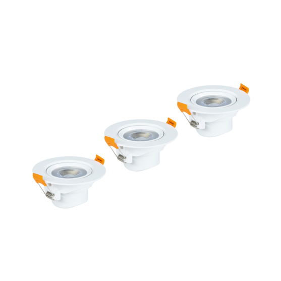 Zapustené bodové LED svietidlá, 5 W, 350 lm, teplá biela, biela obruba, 3ks