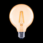 Xavax LED Filament žiarovka, E27, 680 lm (nahrádza 52 W), dizajn G95, teplá biela, jantárová farba