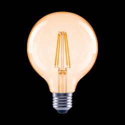 Xavax LED Filament žiarovka, E27, 680 lm (nahrádza 52 W), dizajn G95, teplá biela, jantárová farba