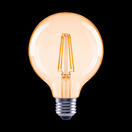 Xavax LED Filament žiarovka, E27, 680 lm (nahrádza 52 W), dizajn G95, teplá biela, jantárová farba
