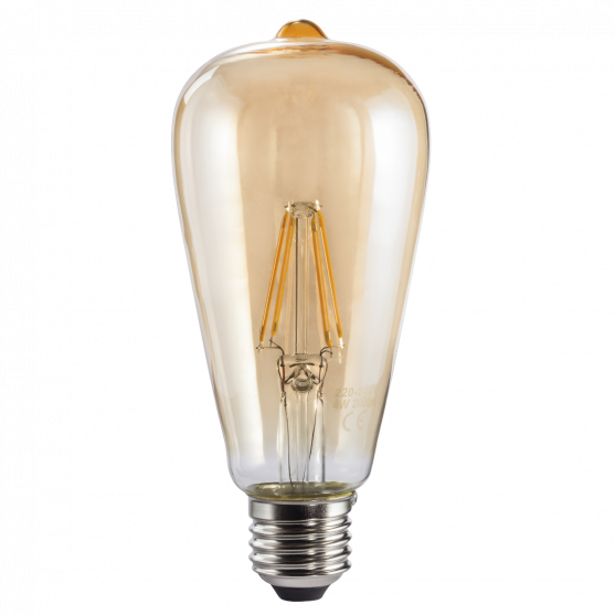 LED Filament, E27, 410 lm Replaces 36 W, Vintage Bulb, amber, warm white