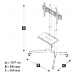 Trolley TV Cart, 178 cm (70), 600x400, black
