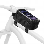 Taška na rám bicykla s priehľadným držiakom telefónu, horná trubka, čierna