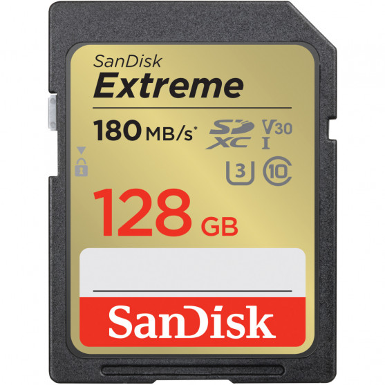 SDXC Extreme 128GB (180/90 MB/s R/W) + 1 year RescuePRO Deluxe