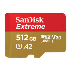 MicroSDXC Extreme 512GB (R190MB/s) + Adapter + 1 year RescuePRO Deluxe