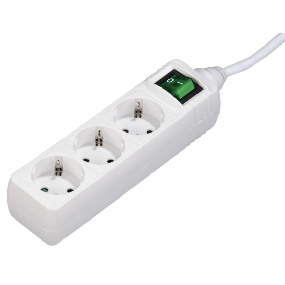 3-Way Power Strip, with switch, 3 m, white