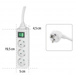 3-Way Power Strip, with switch, 3 m, white