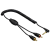 Flexi-Slim Coiled Cable, 3.5 mm stereo jack plug 90Â° - 2 RCA plugs, 0.75m