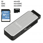 Čítačka kariet USB 3.0 SD/microSD, strieborná Čítačka kariet USB 3.0 SD/microSD, strieborná
