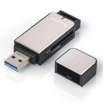 Čítačka kariet USB 3.0 SD/microSD, strieborná Čítačka kariet USB 3.0 SD/microSD, strieborná