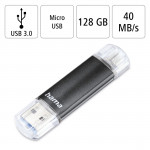 USB kľúč Laeta Twin, USB 3.0, 128GB, 40MB/s, čierny