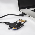 USB 3.0 viacnásobná čítačka kariet, SD/microSD/CF, čierna