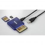 USB 2.0 Multi Card Reader, SD/microSD/CF, blue