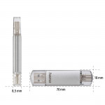 USB kľúč C-Laeta, Type-C USB 3.1/USB 3.0, 16GB, 40 MB/s, strieborný