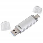 USB kľúč C-Laeta, Type-C USB 3.1/USB 3.0, 32 GB, 40 MB/s, strieborný