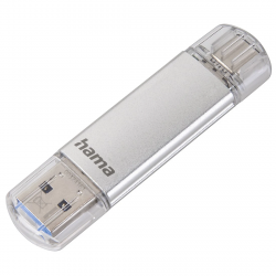 USB kľúč C-Laeta, Type-C USB 3.1/USB 3.0, 64GB, 40 MB/s, strieborný
