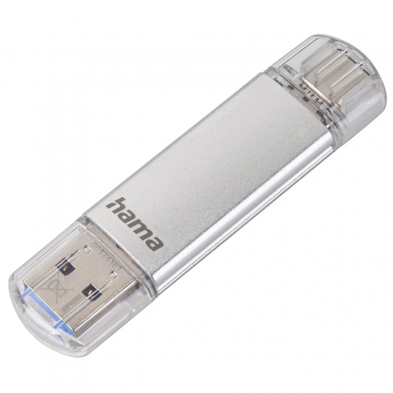 USB kľúč C-Laeta, Type-C USB 3.1/USB 3.0, 64GB, 40 MB/s, strieborný