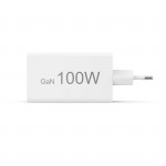 Rýchlonabíjačka, GaN, 2x USB-C, 1x USB-A, mini nabíjačka, PD, 100 W, biela