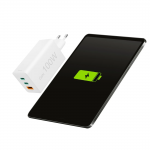 Rýchlonabíjačka, GaN, 2x USB-C, 1x USB-A, mini nabíjačka, PD, 100 W, biela Rýchlonabíjačka, GaN, 2x USB-C, 1x USB-A, mini nabíjačka, PD, 100 W, biela