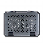 Chladiaci stojan NTB Aluminium, naklápací, 2 ventilátory, tichý, modré LED Chladiaci stojan NTB Aluminium, naklápací, 2 ventilátory, tichý, modré LED