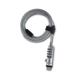 Zámok na notebook USB, 4‑miestny číselný, uhlíková oceľ, strieborný