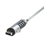Zámok na notebook USB, 4‑miestny číselný, uhlíková oceľ, strieborný
