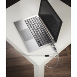 Zámok na notebook USB, 4‑miestny číselný, uhlíková oceľ, strieborný