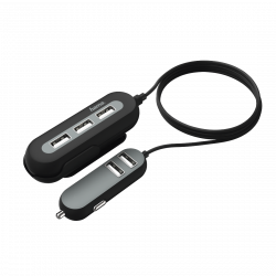 Hama káblová USB nabíjačka do vozidla 2+3, AutoDetect, 10 A, 2 m