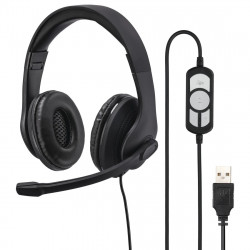 PC kancelárske slúchadlá HS-USB300, stereo, čierne
