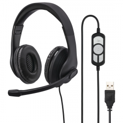 PC kancelárske slúchadlá HS-USB300, stereo, čierne