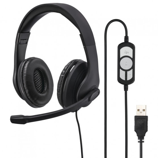 PC kancelárske slúchadlá HS-USB300, stereo, čierne