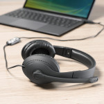 PC kancelárske slúchadlá HS-USB300, stereo, čierne
