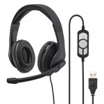 PC kancelárske slúchadlá HS-USB300, stereo, čierne