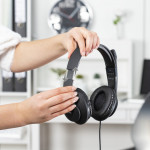 PC kancelárske slúchadlá HS-USB300, stereo, čierne